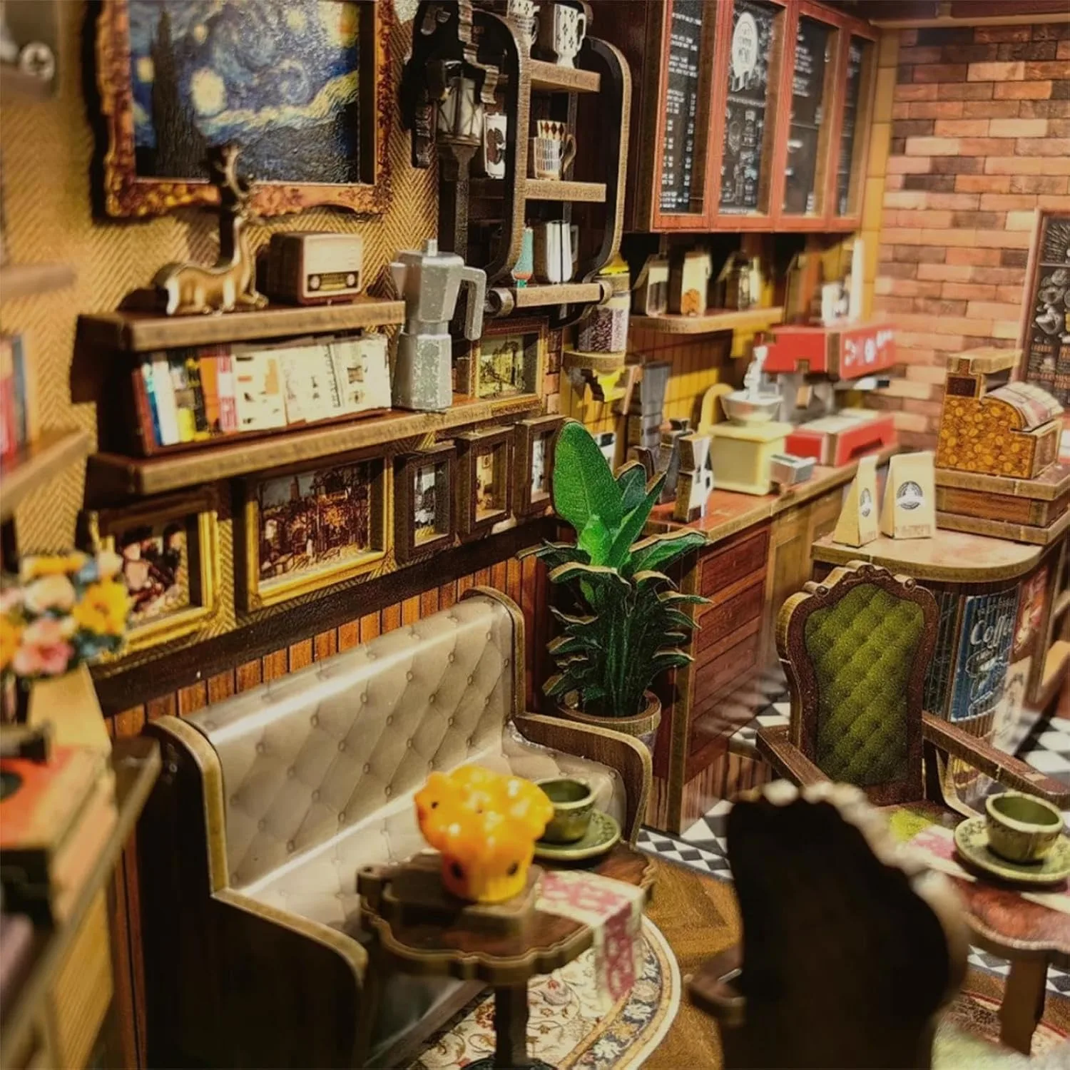 CUTEBEE Book Nook Kit, DIY Miniature House Coffee Shop Dollhouse