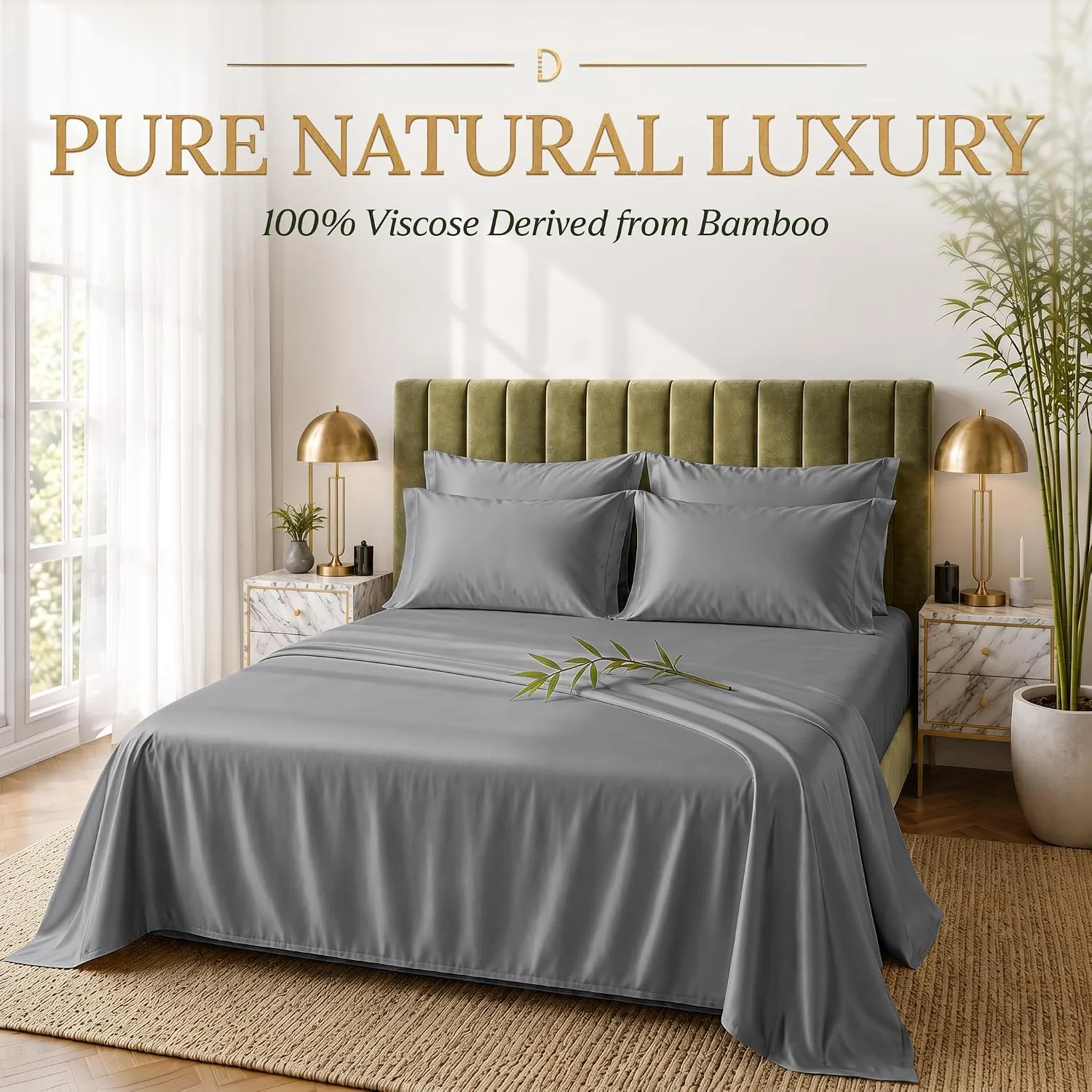 DECOLURE 100% Viscose from Bamboo Sheets King Size | 6 Pc Cooling Bed Set