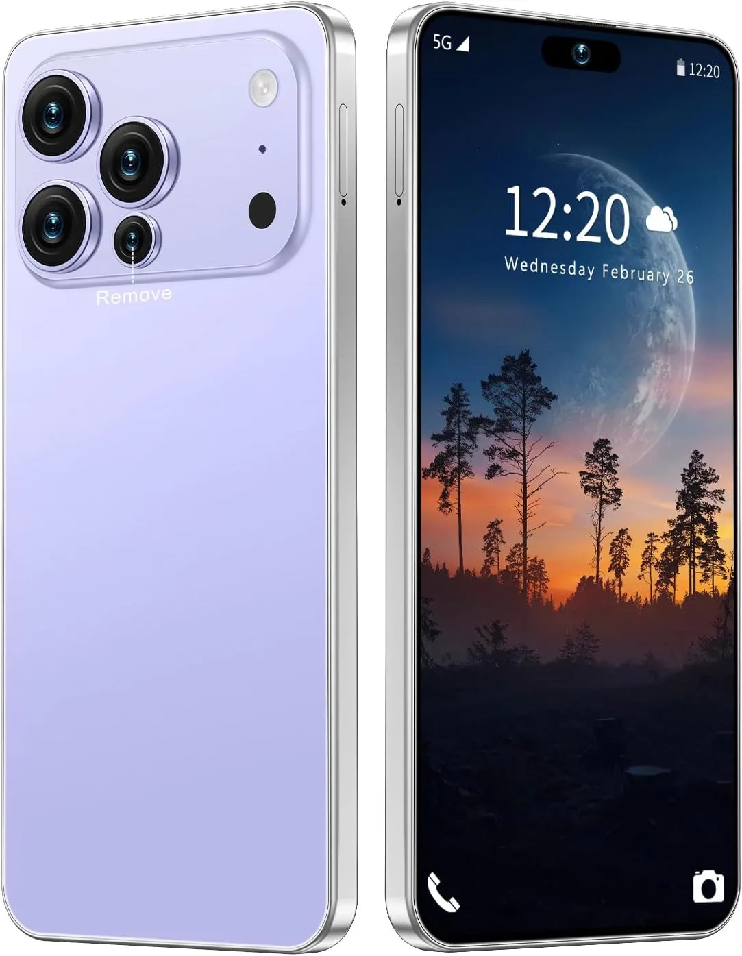 Huness 17 PM Smartphone Unlocked Cell Phone,6.99" HD Screen Unlocked Phone,16+512GB Android 15 Battery 7000mAh,Face ID/Dual SIM/5G/Fingerprint Button Unlock/Photos/GPS (Purple)