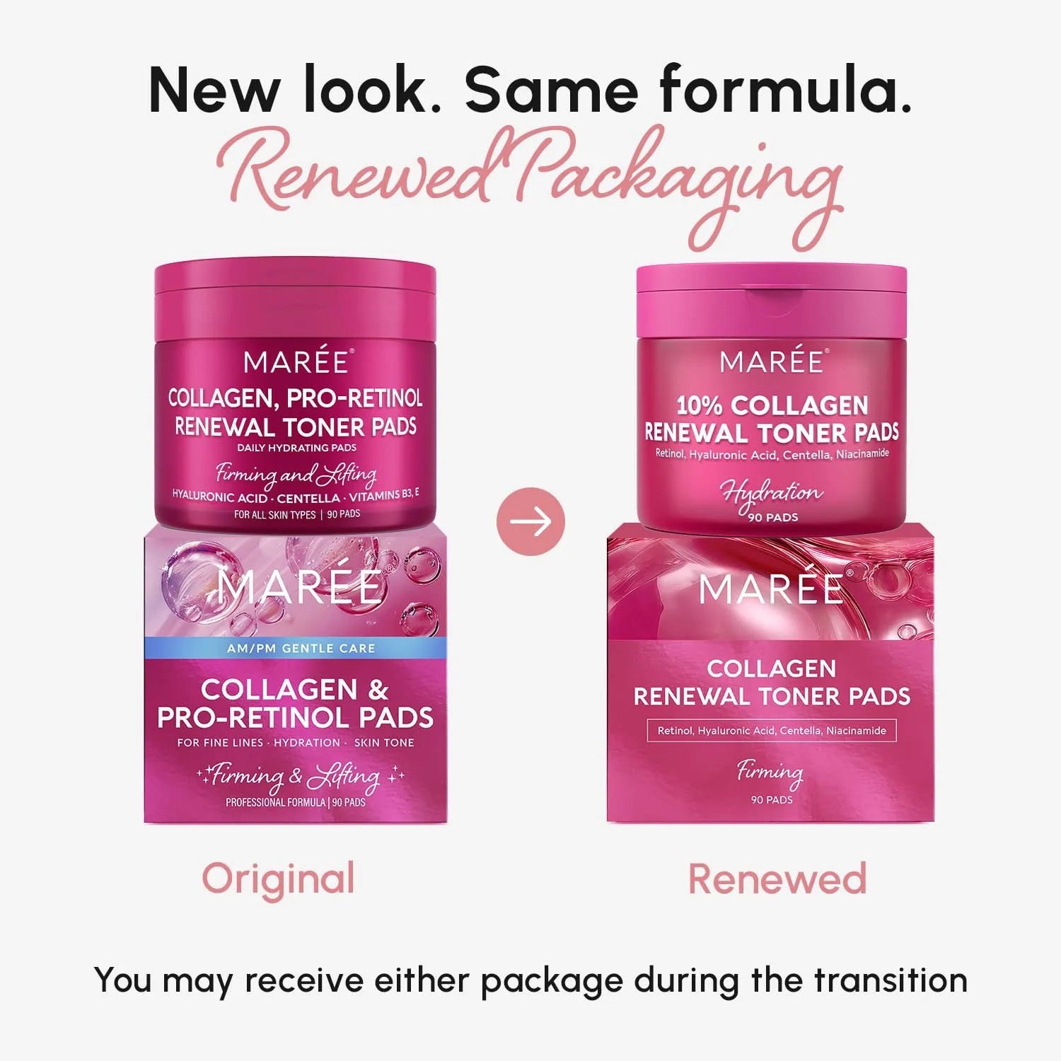 MAREE Collagen Toner Pads - Toner Pad with Retinol - Toning Zero Pore Pads