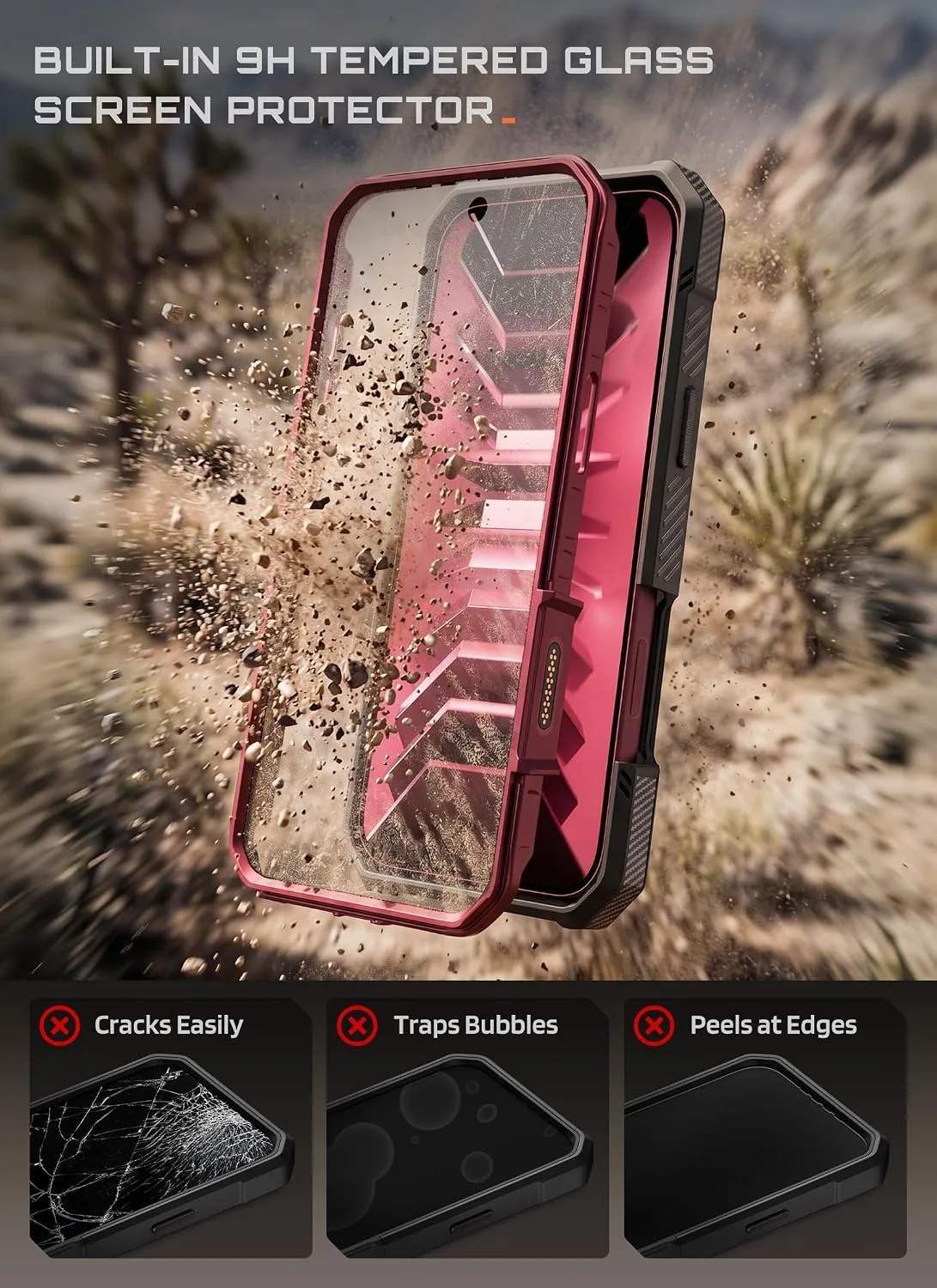 SUPCASE for iPhone 18 Pro Max/ 17 Pro Max Case, Glass Protector, Burgundy