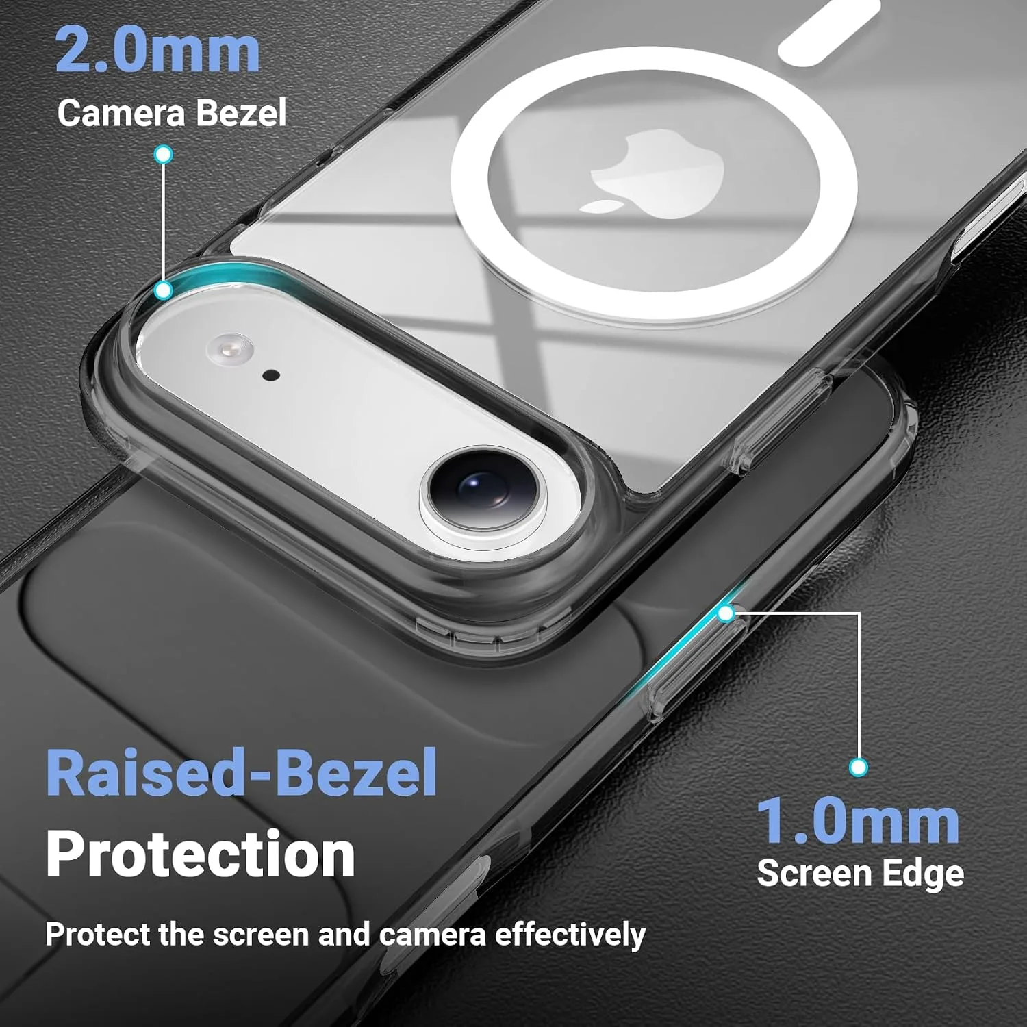 Temdan for iPhone AIR Case with Screen Protector Clear Black