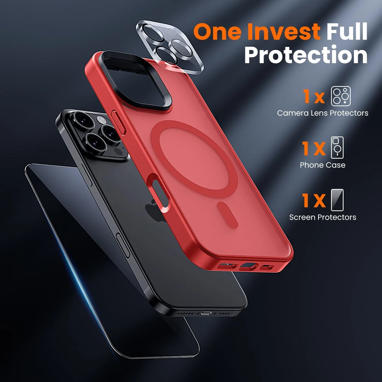 toushion 3 in 1 for iPhone 16 Pro Max Case Matte Red