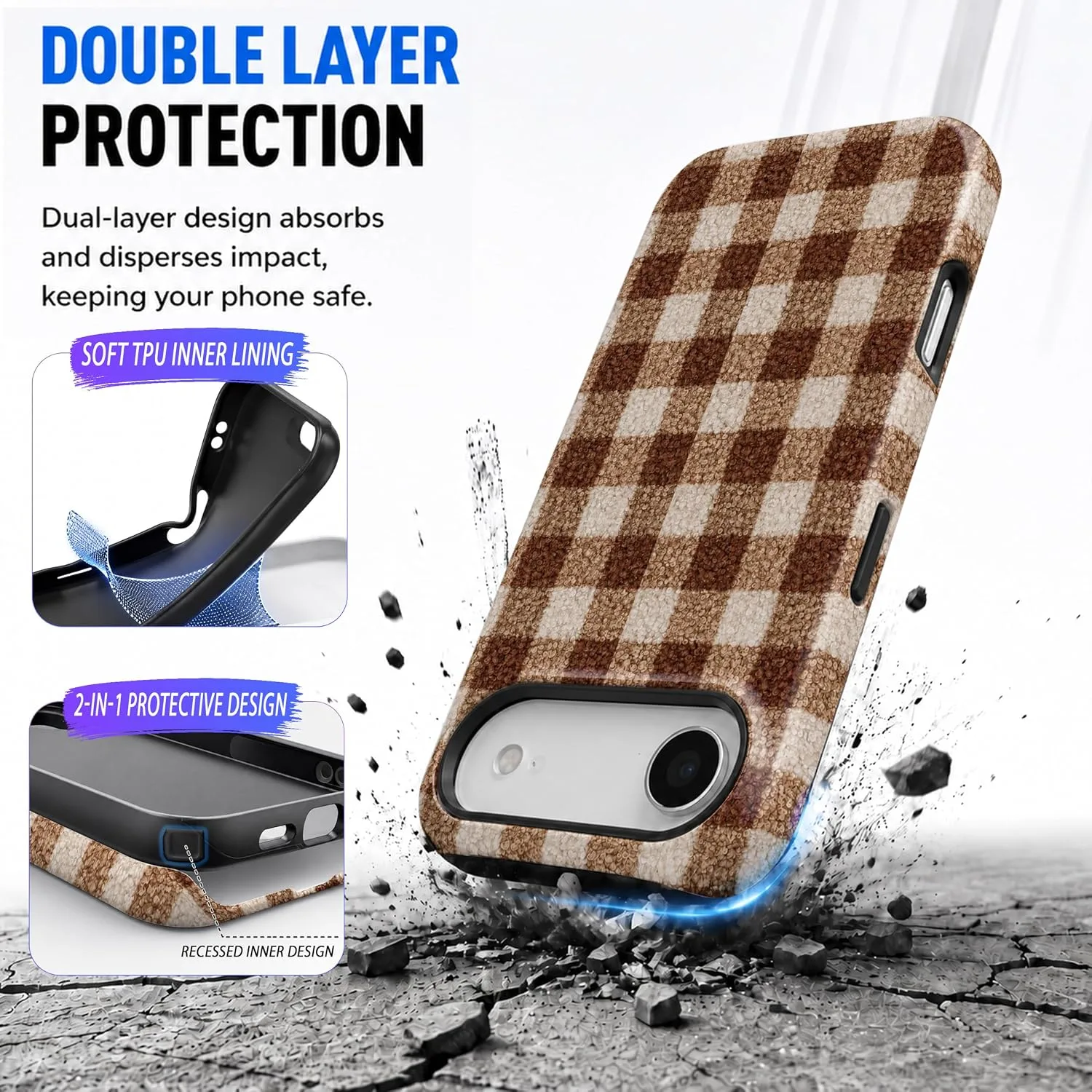 Magnetic for iPhone 17 AIR Chic Fall Brown Gingham Phone Case
