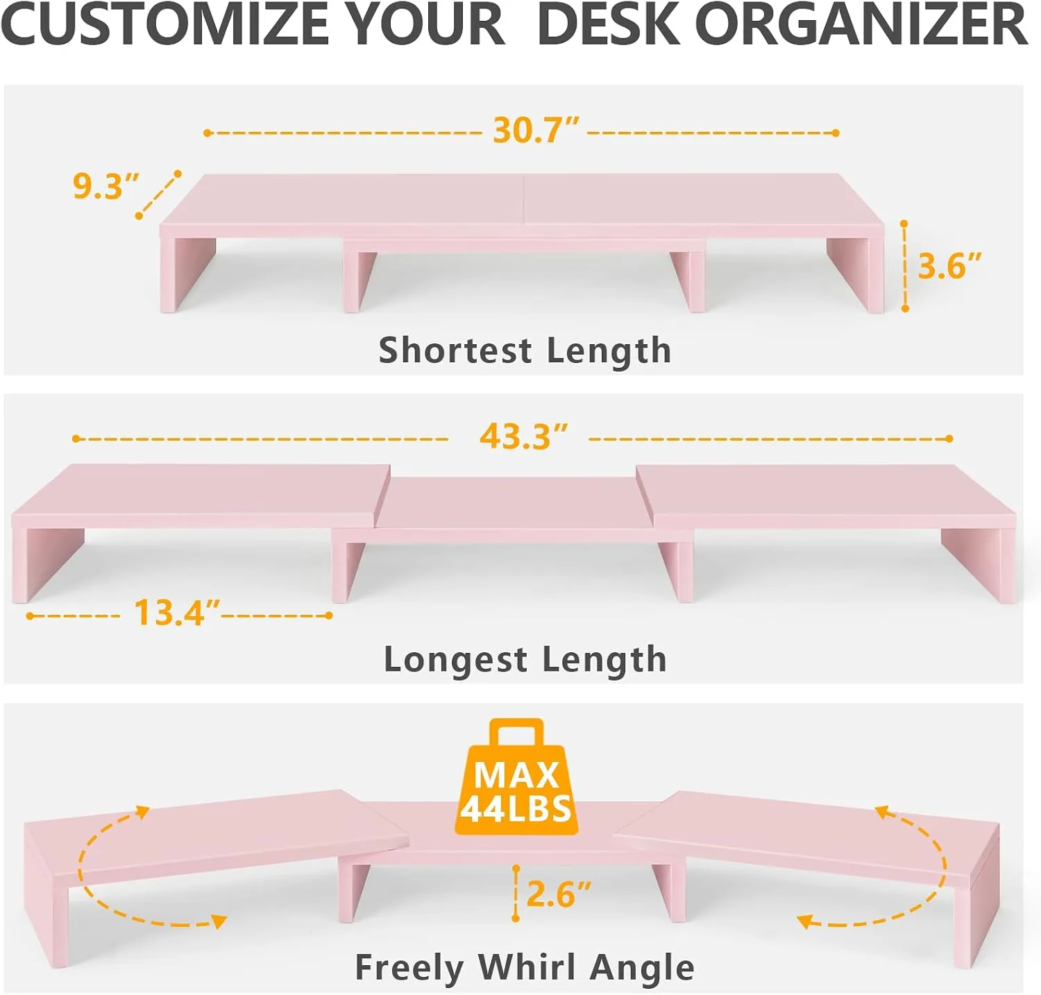TAVR Dual Monitor Stand Riser, Wooden Computer Monitor Stand for 2 Monitors