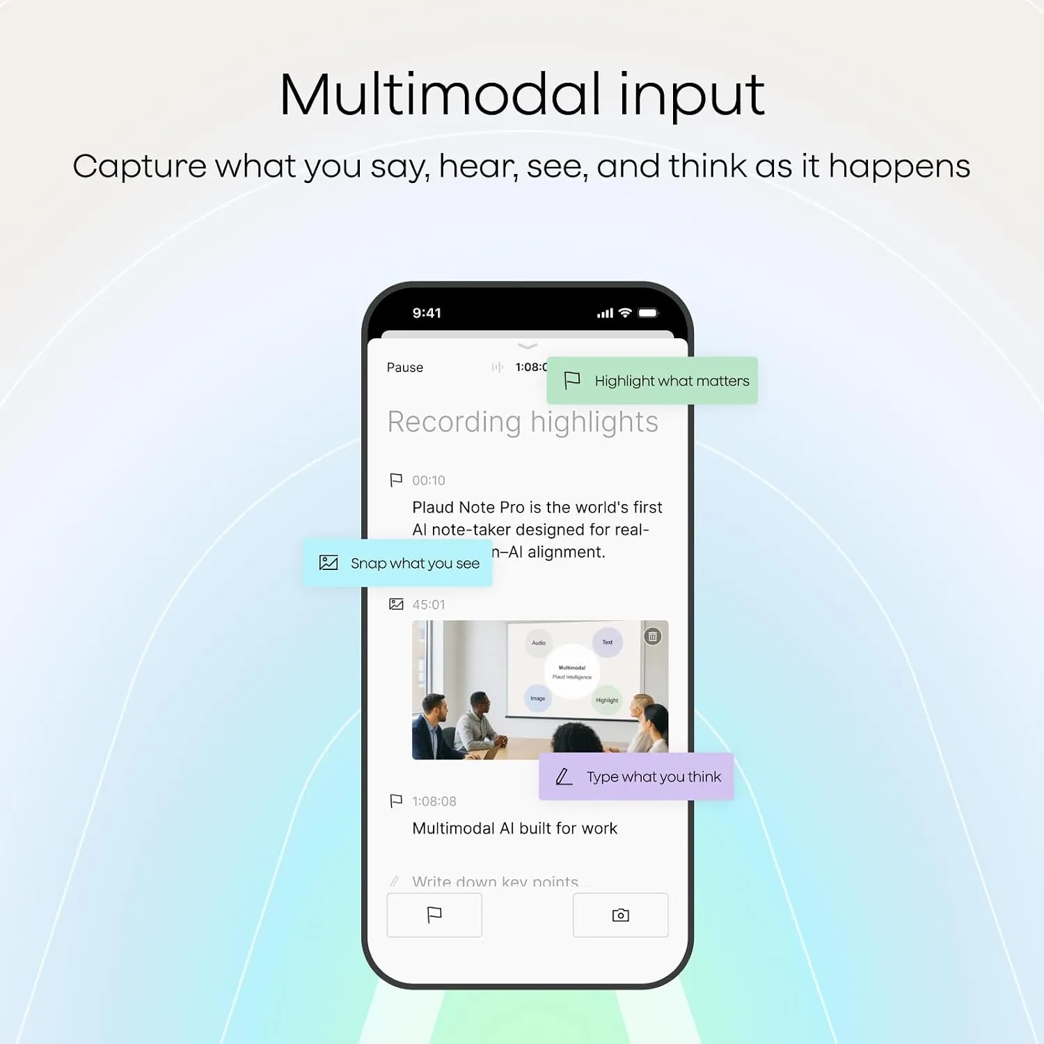 Plaud NotePin S Wearable AI Voice Recorder, Transcribe & Summarize, Silver