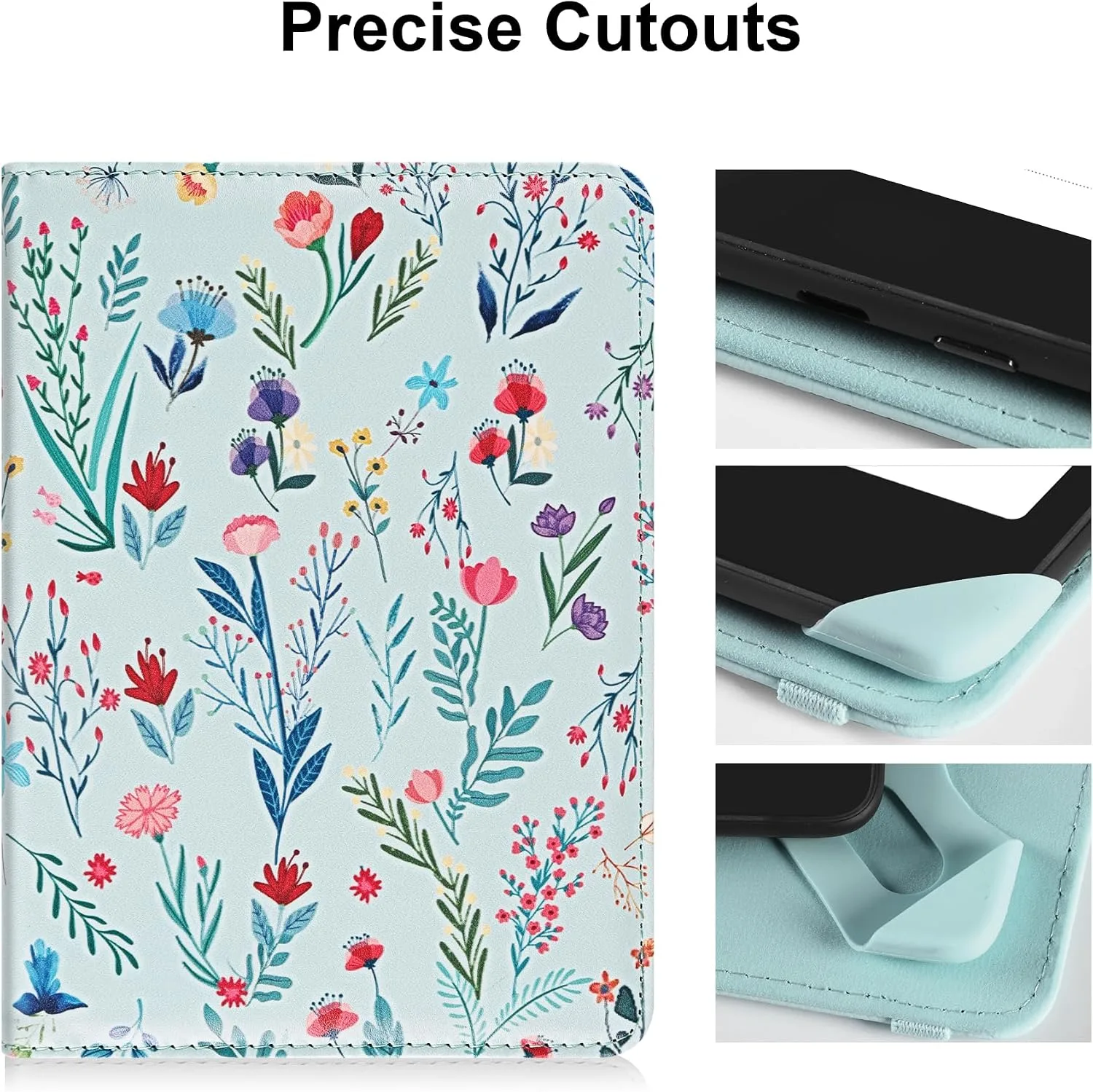 HoYiXi Universal Case for 6 inch Kindle eReader Compatible with Paperwhite(2015/2018)/Pocketbook and Tolino/Kobo Clara HD,6" eReader Protective Case Cover Elastic Rope,Blue Flowers