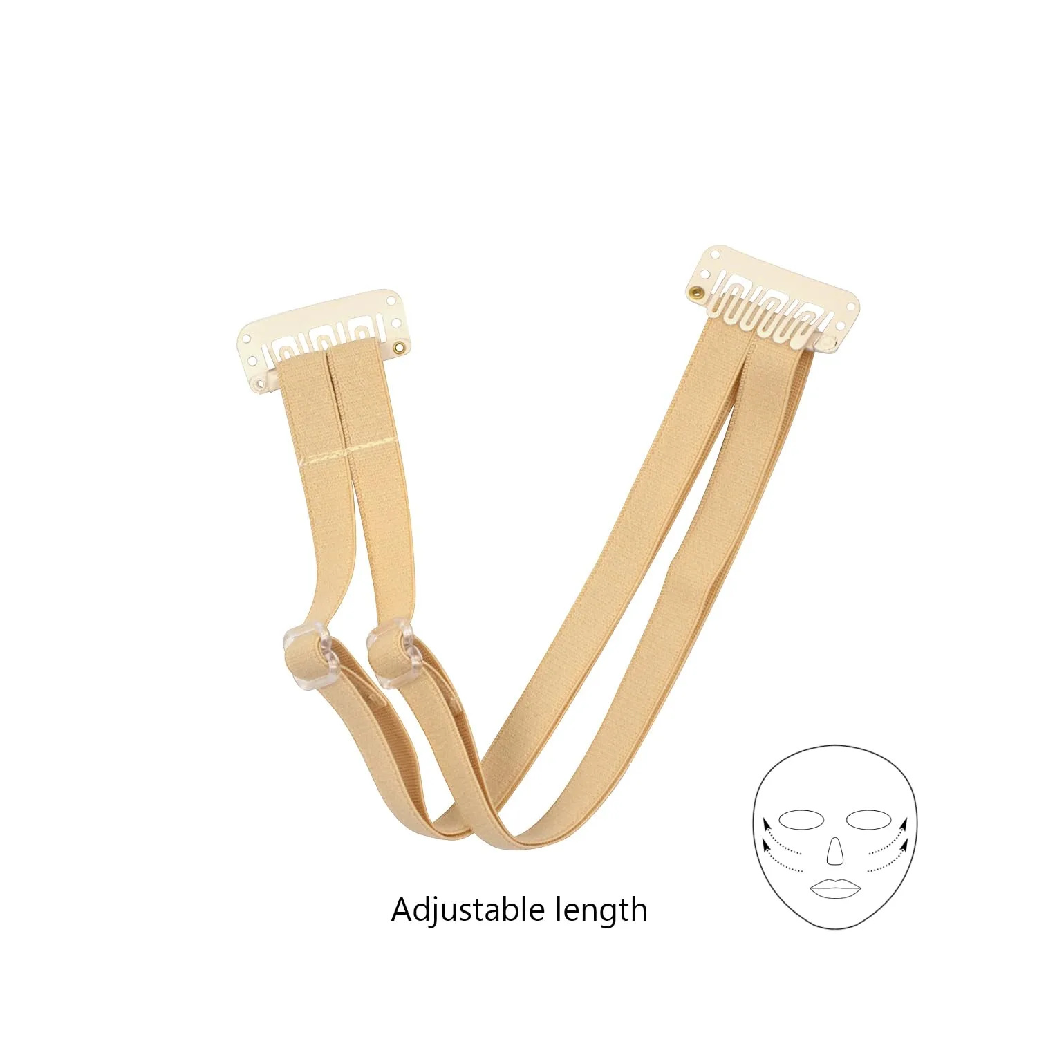 Facelift Bands with Clips - Invisible Stretching Lifting Straps, Adjustable Elastic Slimming Bands (24cm Blonde Double)