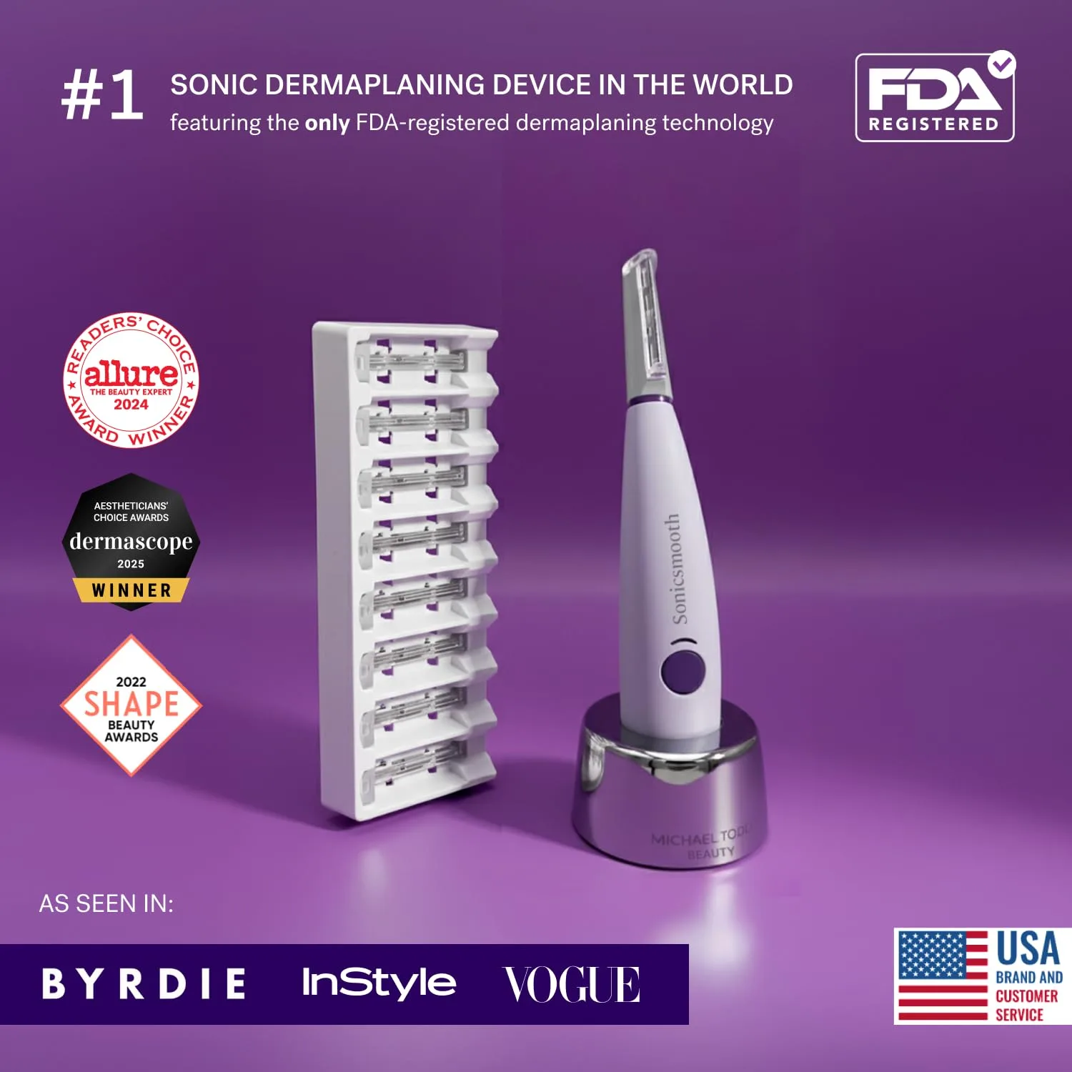 Michael Todd Beauty Sonicsmooth Dermaplane Razor for Women Face