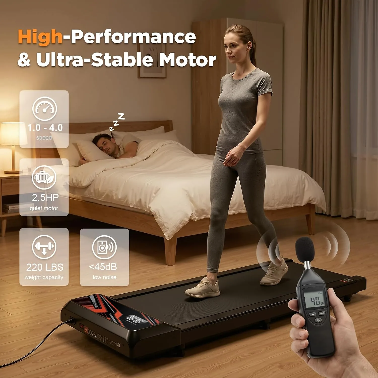 2.5HP Walking Mat with Incline pad,Under Desk Treadmill, Walking Running Pad with Remote, 3 in 1 Low Noise Small Mini Portable Treadmill with Led Screen, Compact Treadmills for Home, 265lbs Capacity