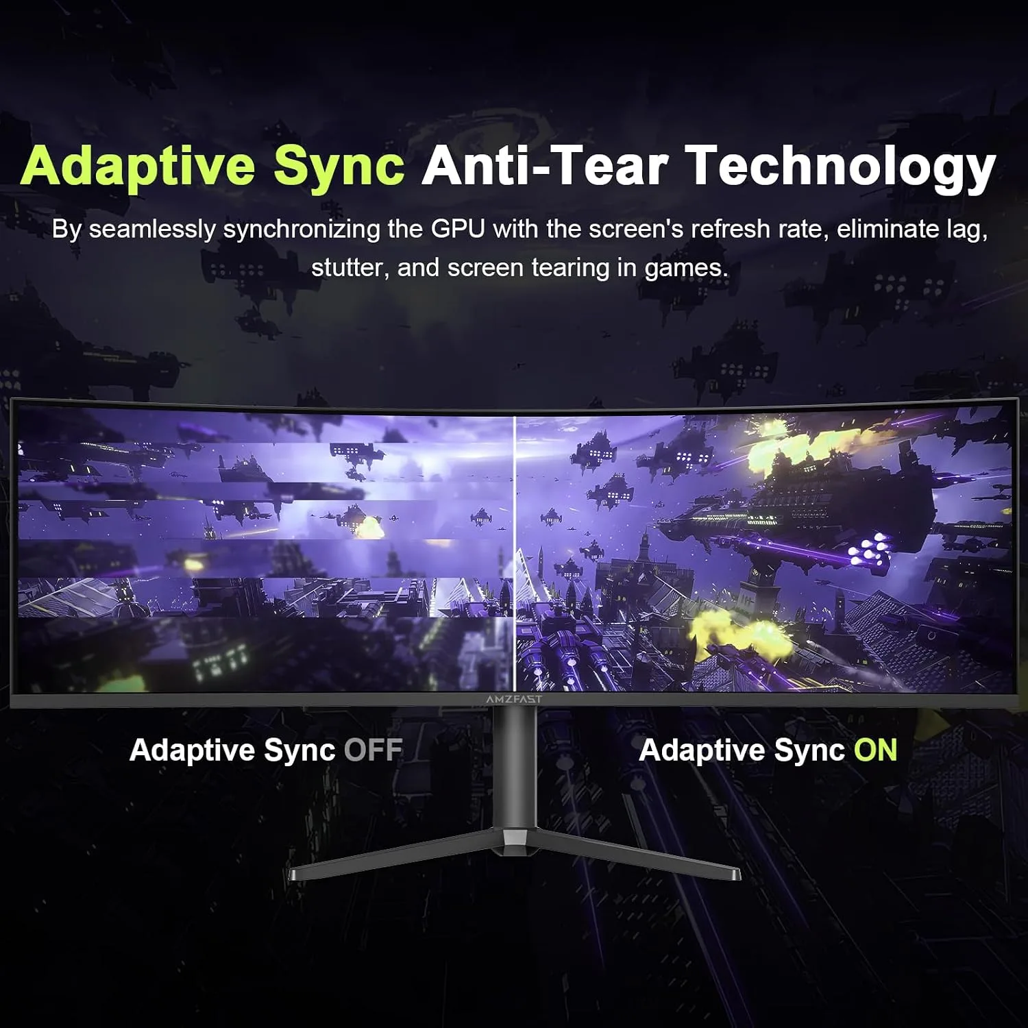 Amzfast 49 Inch Curved Monitor 120Hz DQHD (5120x1440) Ultrawide Gaming Monitor, 120% sRGB, 1500R, 1ms MPRT, HDR, Adaptive Sync, PIP/PBP, Height Adjustable, HDMI 2.0/DP 1.4, VESA 75x75, AMZG49C7U