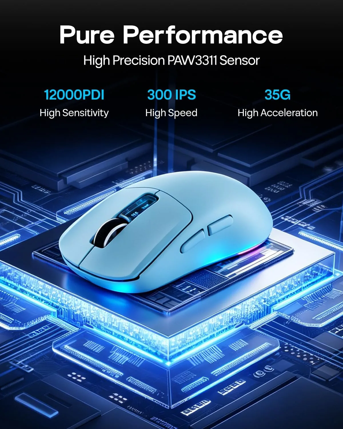 EPOMAKER NEX Lite Wireless Gaming Mouse w/Screens & RGB Charging Dock
