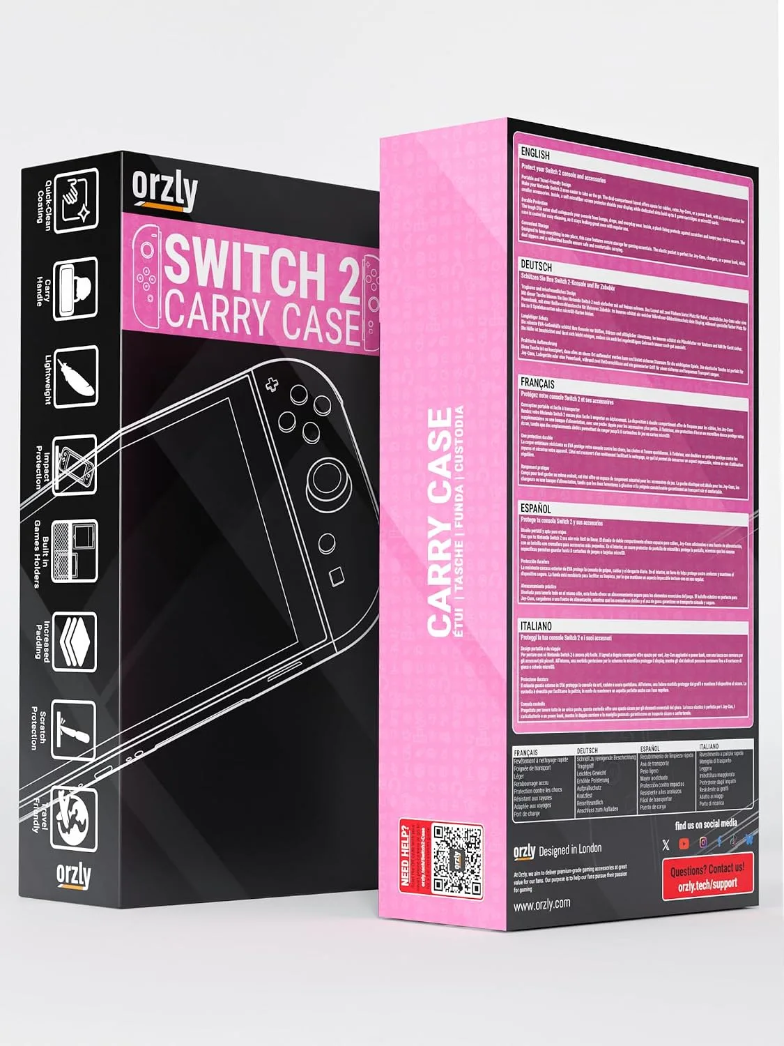 Orzly Case Compatible with Nintendo Switch 2 – Protective Travel Carry Case with Screen Padding, Game Card & microSD Slots, Zipped & Open Pockets for Accessories – 7.9" Gift Boxed