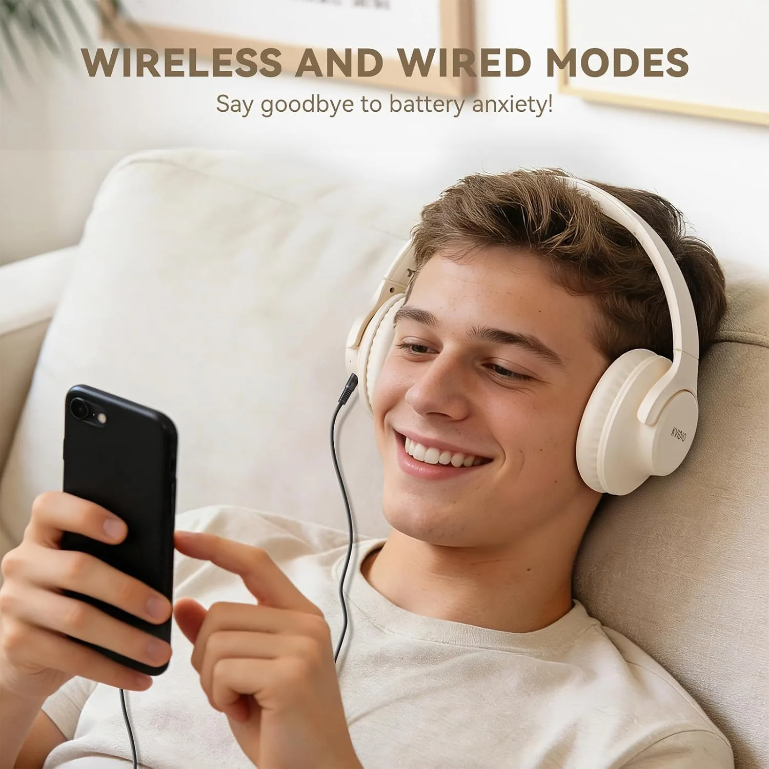 KVIDIO Bluetooth Headphones Wireless Over Ear Headsets 65H Playtime