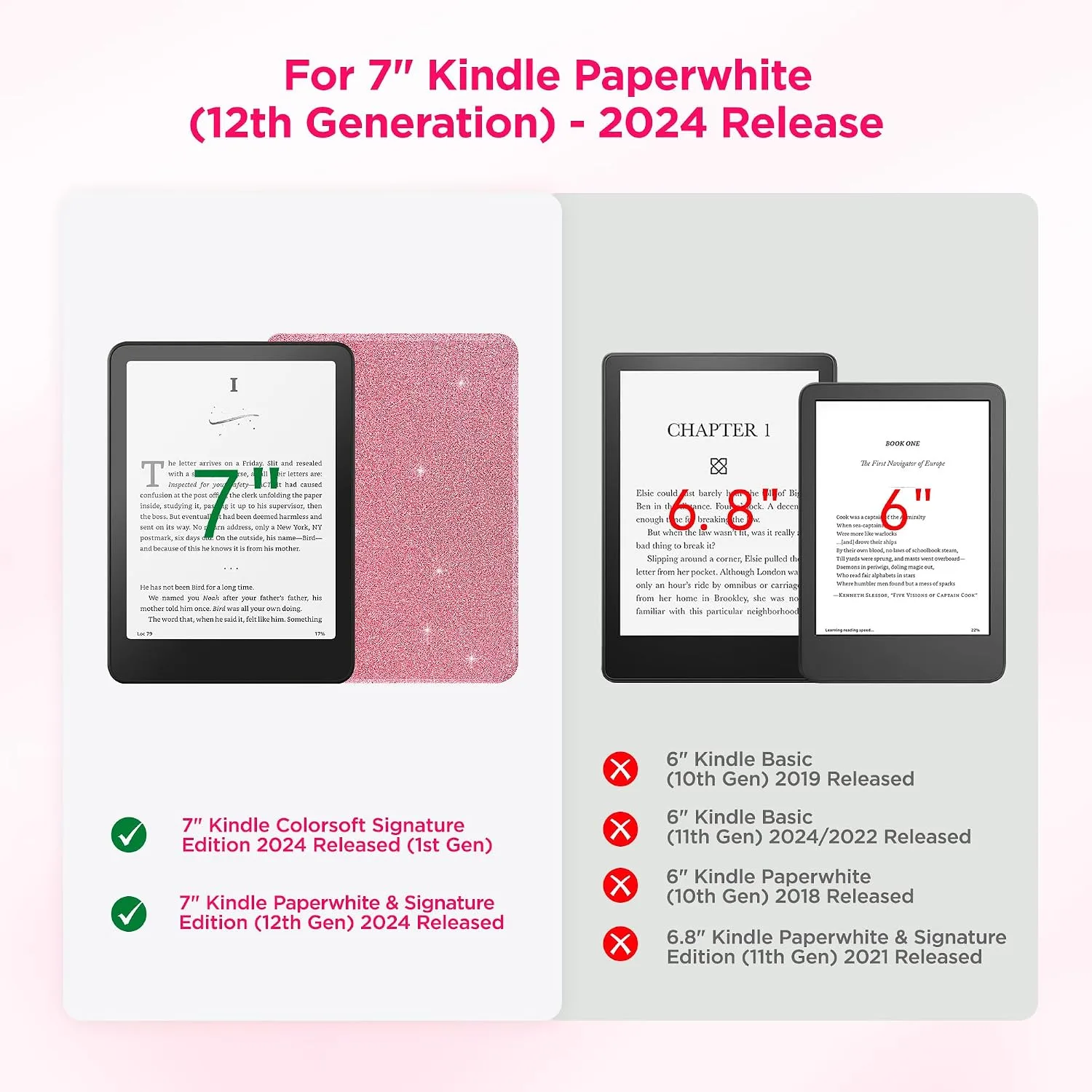 SESENSE Magnetic Case for 7'' Kindle Paperwhite 12th Gen 2024 & Colorsoft
