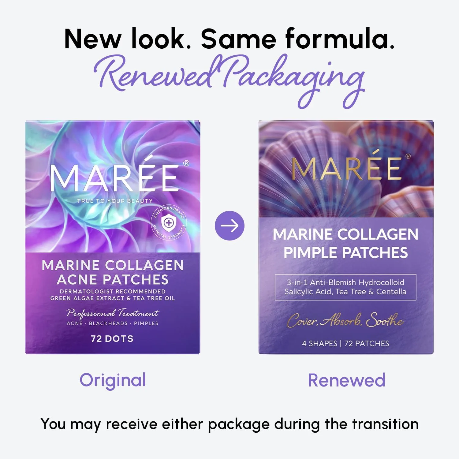 MAREE Pimple Patches for Face - Holographic Acne Patches for Teens - 72 Ct