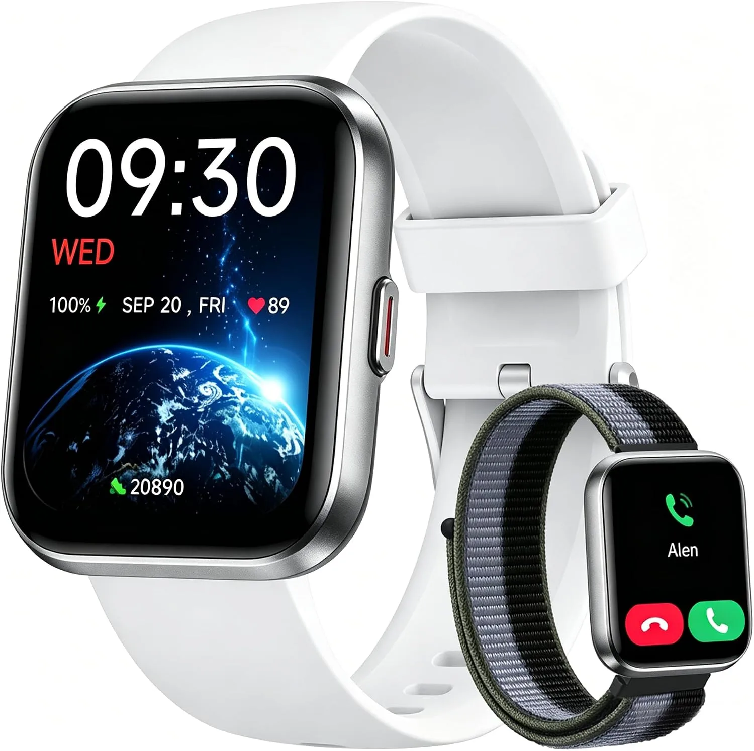Woneligo Smart Watch for Women, Answer/Make Calls, Alexa Built-in, 1.85" Touch Screen Fitness Tracker for Android & iPhone, Heart Rate/Sleep/SpO2 Monitor Smartwatch, Waterproof (White)