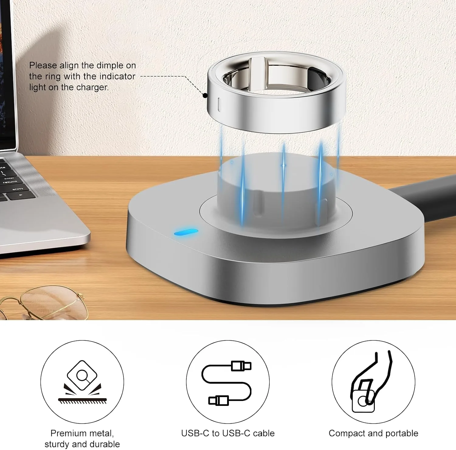 Charger Compatible with Aura-Ring Gen 4 Size 14
