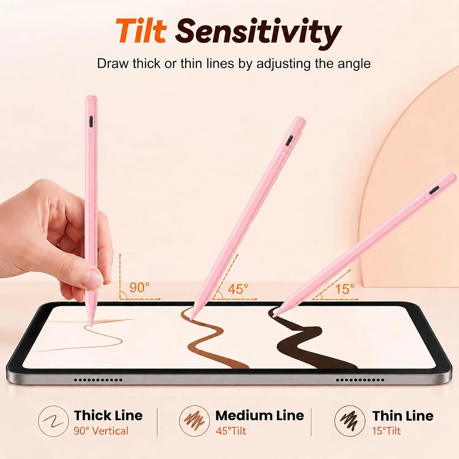 Stylus Pen for iPad 2018-2026 Gen, Fast Charge, Palm Rejection-Pink
