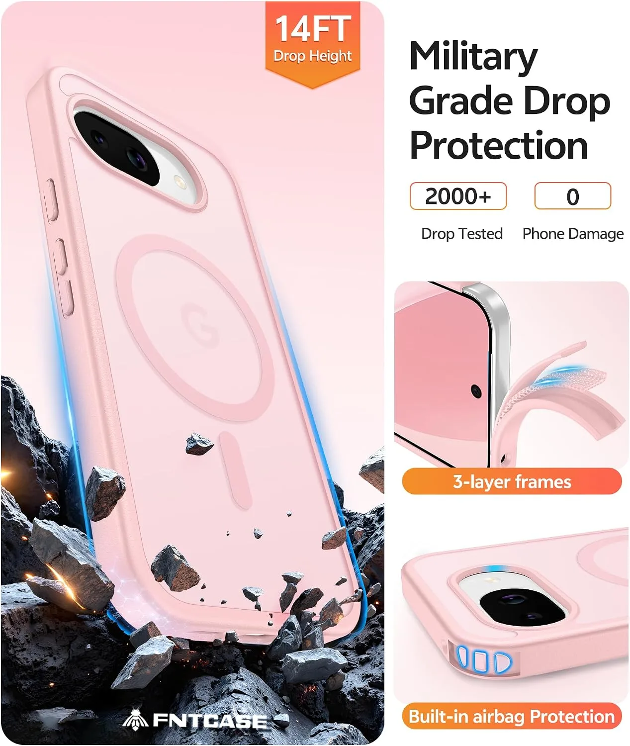 FNTCASE for Google Pixel 10a Case, Fit for Magsafe, Light Pink
