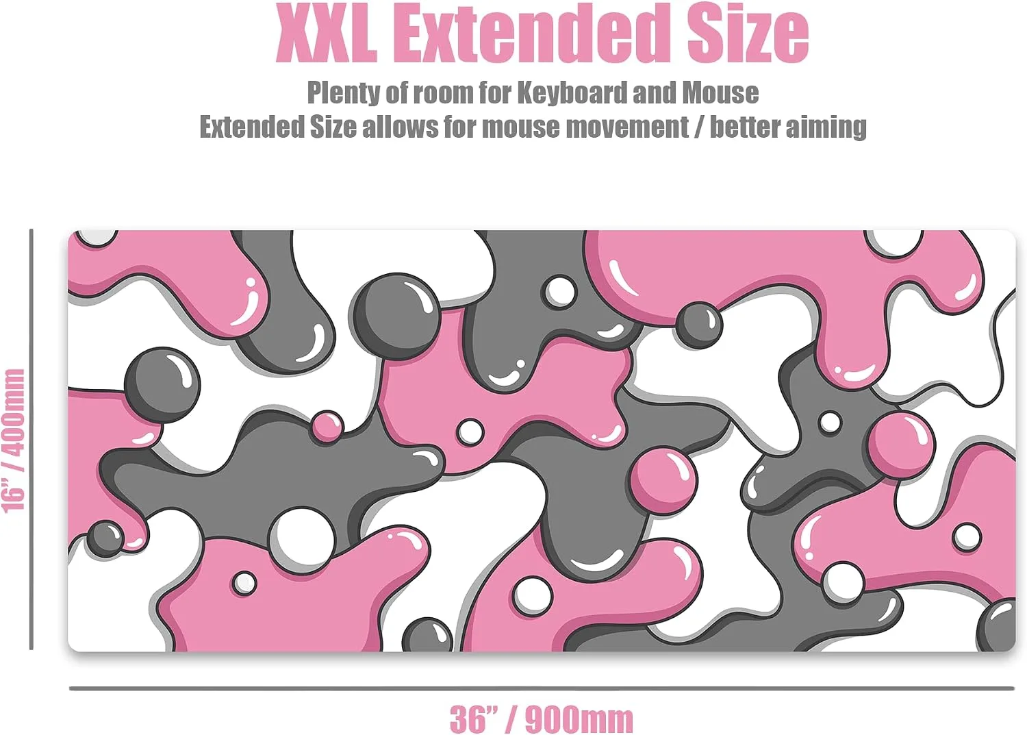 Kraken Gaming Mouse Pad Large Pink XXL Mouse Pad for Gaming - Desk Mat for Keyboard - Thick Artisan Mousepad for Desk (Quartz Drip)