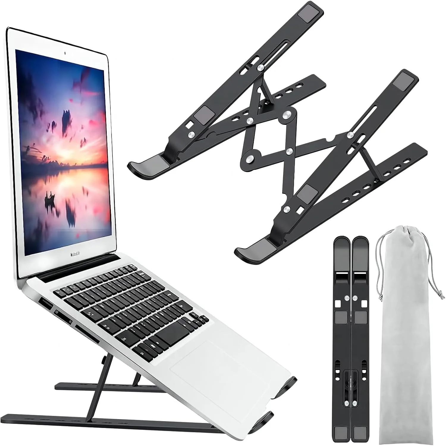 Base para laptop Leeboom ajustable plegable aluminio negro