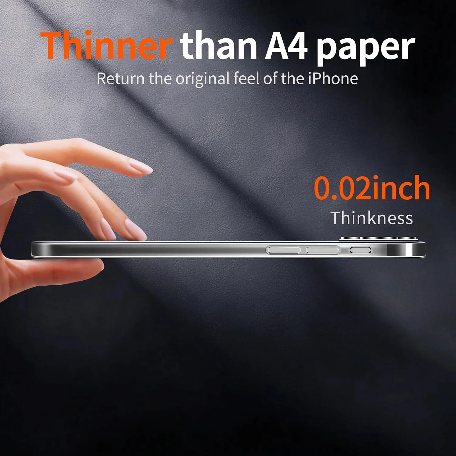 for iPhone 18 Pro Slim Case,Paper-Thin Transparent Finish Skin Back Case [Non Yellowing] Ultra Protective Cover with Camera Protection 6.3 Inch (Clear)