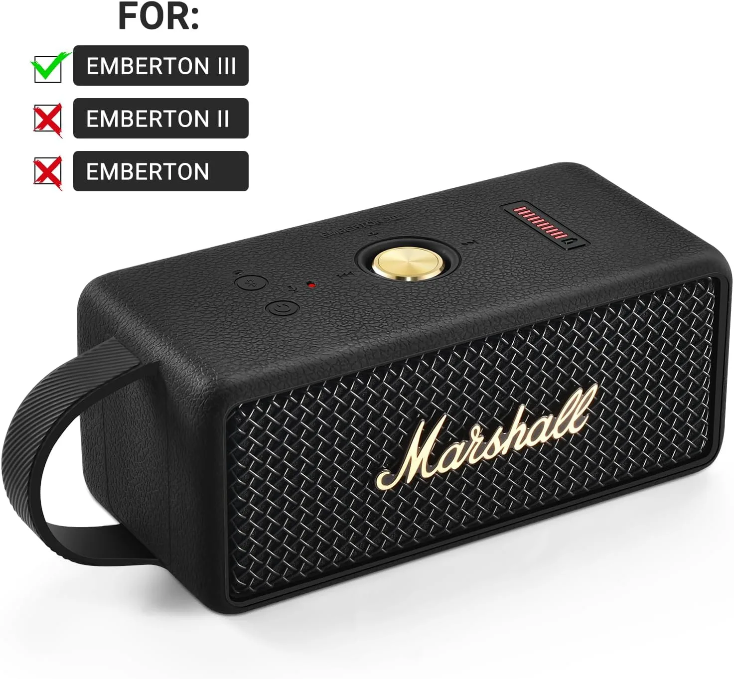 Silicone Cover Case Soft Shell for Marshall Emberton III, Black