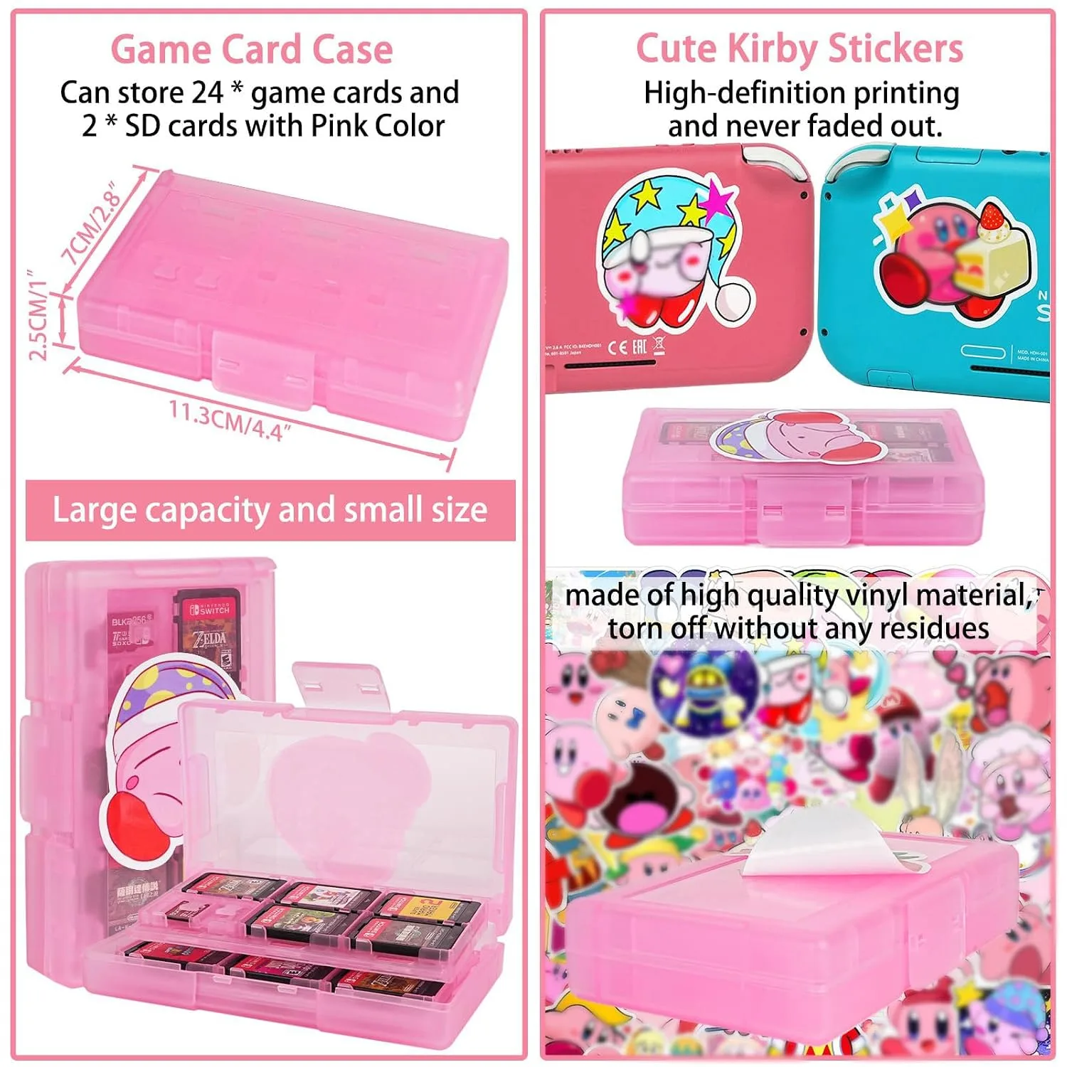 TIKOdirect Carrying Case for Switch Lite, Pretty Shockproof Portable Travel Bag with Soft Protective Cover, Screen Protectors, Cute Thumb Grips Caps and Game Card Case, Pink Rainbow
