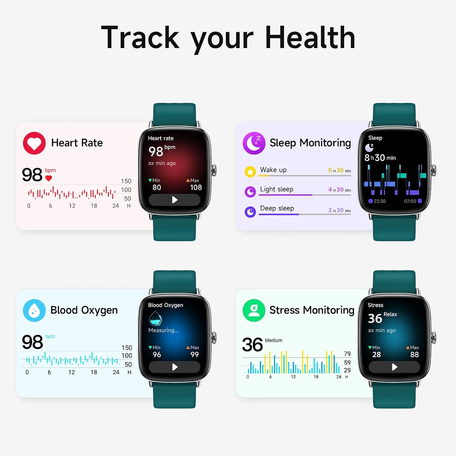 Smart Watch for Men Women, 1.85" HD Smartwatch Compatible iPhone/Samsung/Android (Answer/Make Calls), 100+ Sport Modes Fitness Tracker with Heart Rate/Sleep/Step Monitor, IP68 Waterproof, 2 Bands