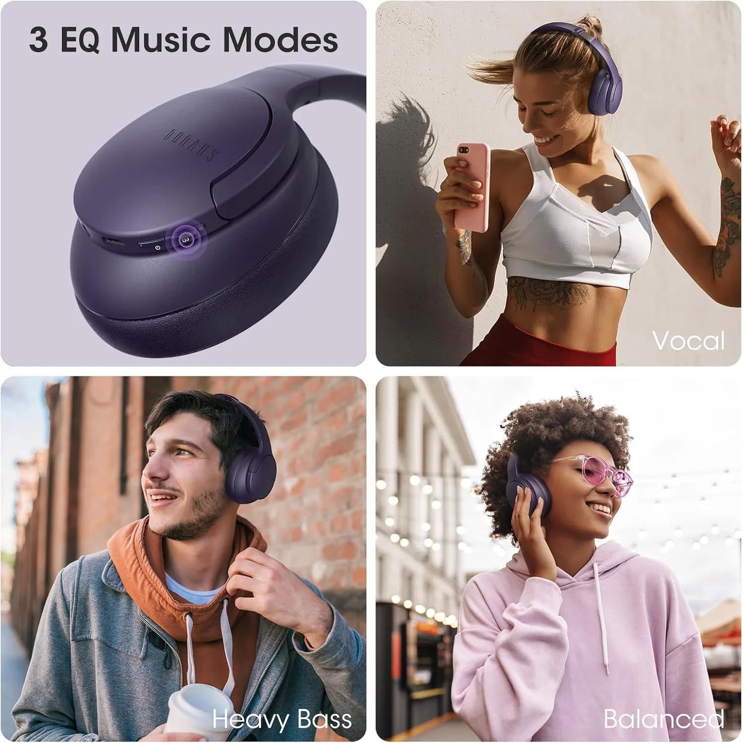 DOQAUS Bluetooth Headphones Over Ear, Headphones Wireless with 90H Playtime