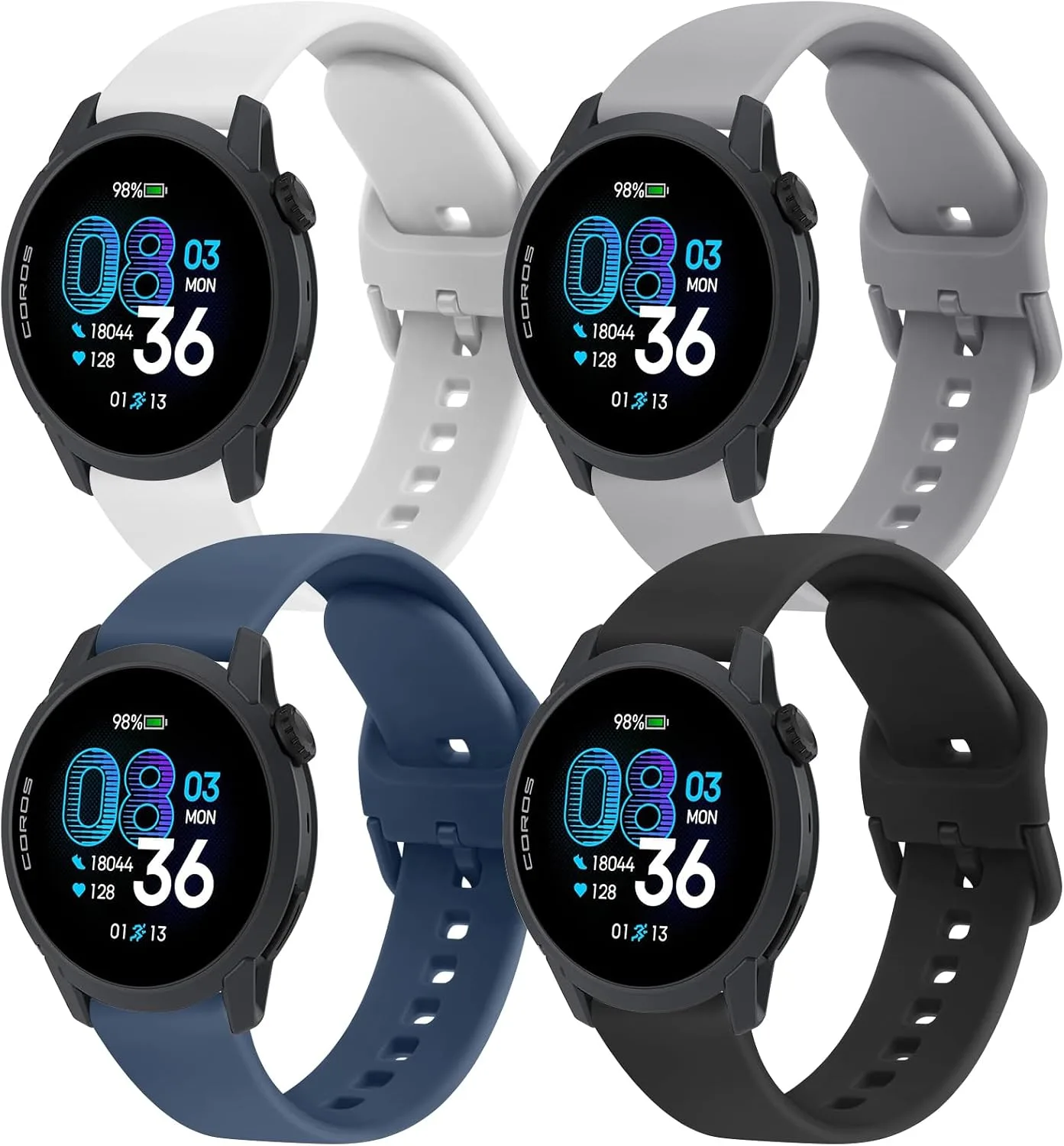 AK 4PACK Bands Compatible with COROS PACE 4 / PACE 3 / Pro/APEX 2 Pro/APEX Pro/APEX 46mm Men Women, 22mm Soft Sport Replacement Strap for Coros Pace 4/3 Watch