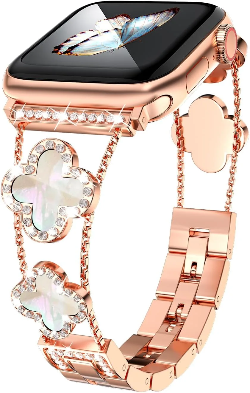 Correa metálica Musk-MSKR Diamond para Apple Watch 41mm Clover