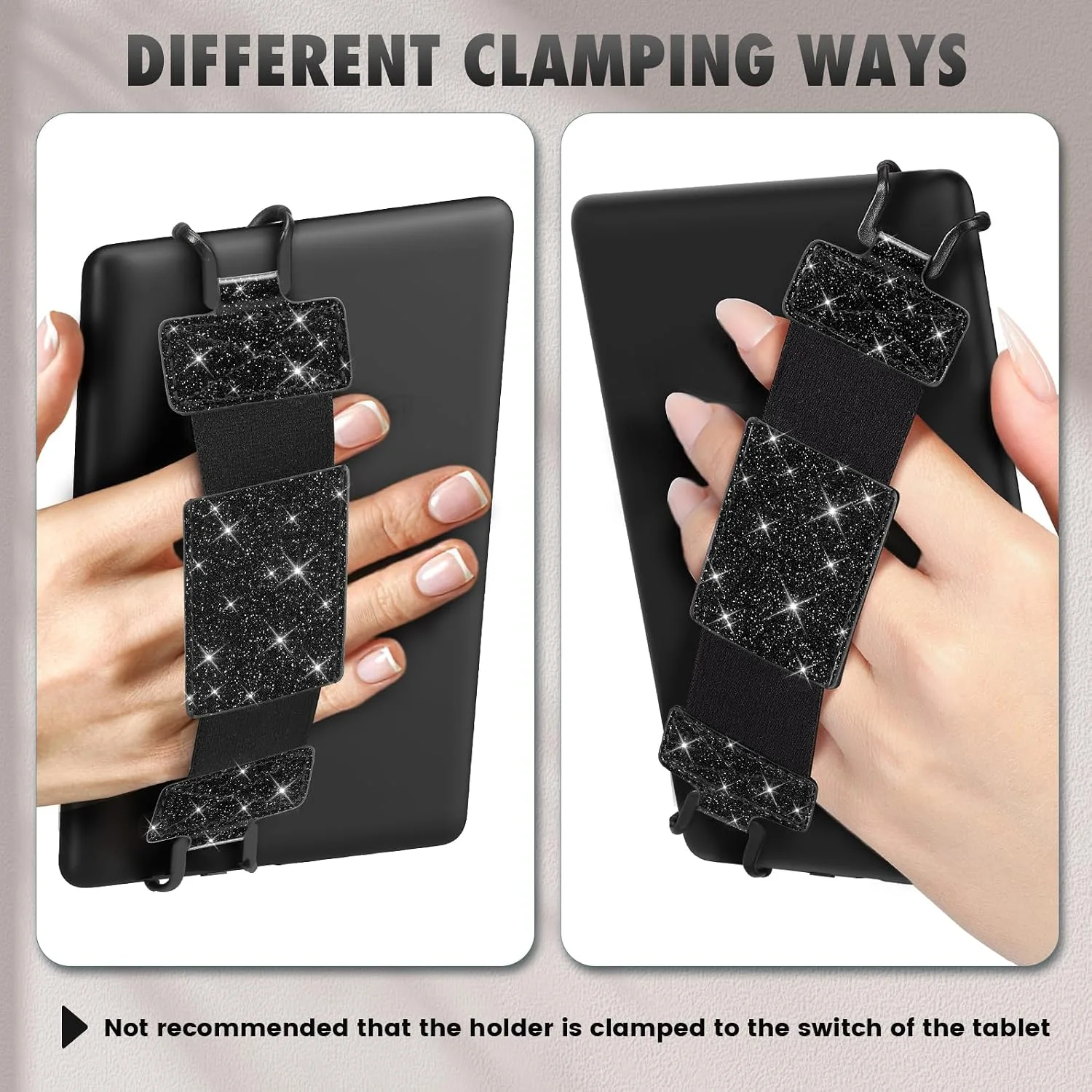 MoKo Soft Hand Strap for 6-8" Kindle eReaders Fire Tablet, Glitter Black