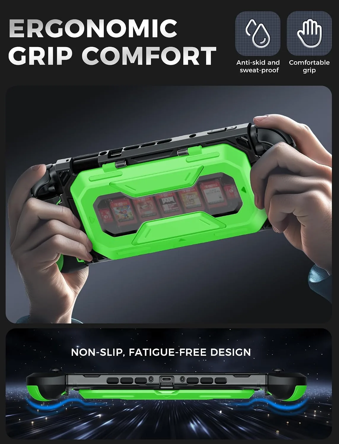Mumba Titan Case for Nintendo Switch 2 with Kickstand & 7 Card Slots, Green