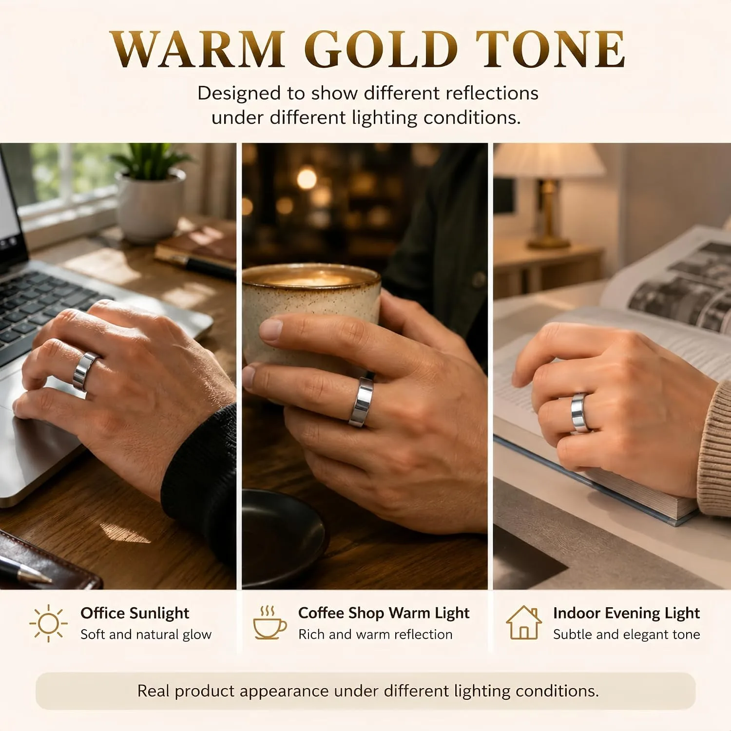 Smart Ring Health & Fitness Tracker for Men & Women (Silver, 11)