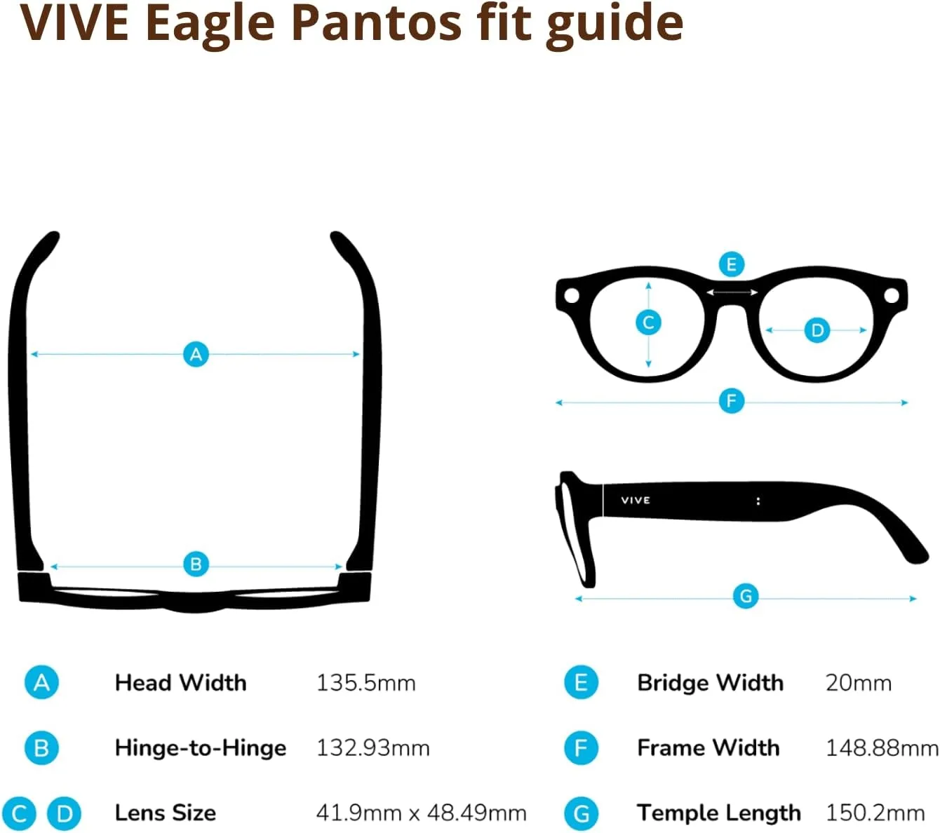 HTC Vive Eagle AI Glasses – Pantos Clear Lens, Charcoal Black