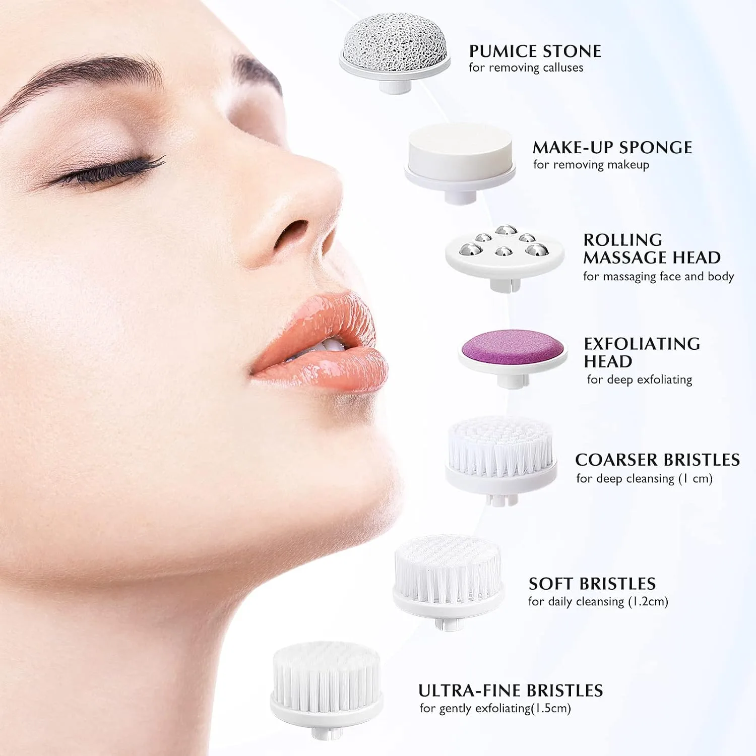 COSLUS Facial Cleansing Brush Face Scrubber, Upgrade Set, Pearl Pink