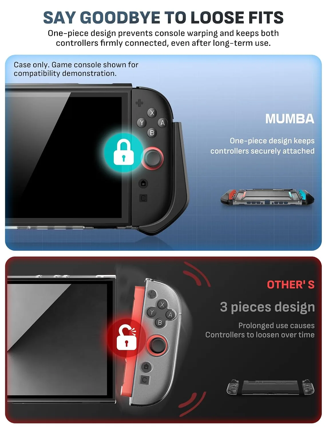 Mumba Dockable Protective Case for Nintendo Switch 2,Blade Series,Blue/Red