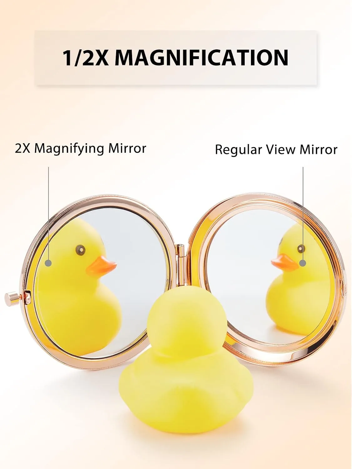 Compact Mirror, 1x/2x Magnification Pocket Mirror, Rose Gold