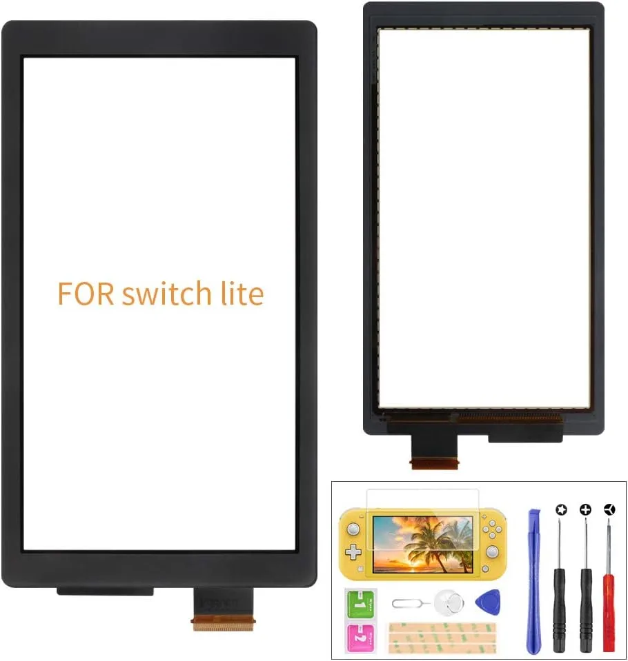 A-MIND Touch Screen for Nintendo Switch Lite Only，Front Touch Panel Replacement Parts Repair Set，With Tool Repair Kit + Screen Protector (Gray)