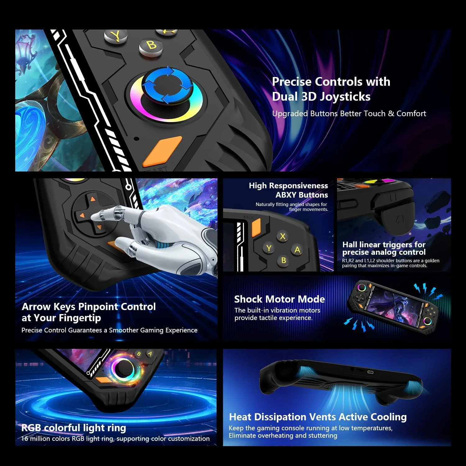 RG52MINI Retro Handheld Game Console, 5.5 Inch IPS Screen, Portable Dual System, 64GB Support 30+ Emulator&22000+ Classic Games, WiFi Networked Fighting, HDMI TV Output, 5000mAh Battery(Black 64GB)
