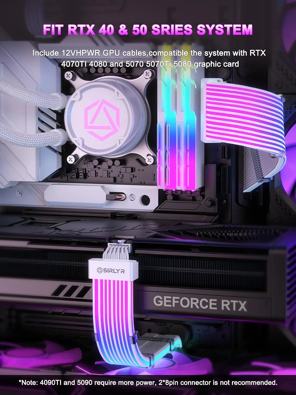 Sirlyr RGB 12VHPWR Cable Set,ARGB PSU Extensions for RTX 50/40