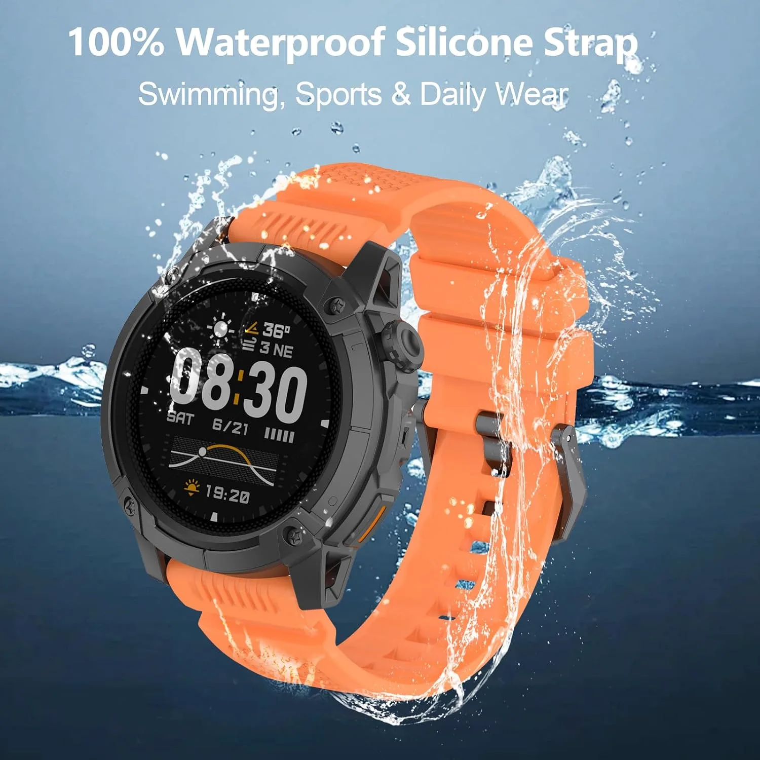 Silicone Strap Compatible with COROS Apex 4 46mm/Nomad, 24mm Band for Garmin Venu X1, Ticwatch Atlas/Pro 5/Pro 5 Enduro, iTOUCH AIR3 Breathable Replacement Bands for Women Men
