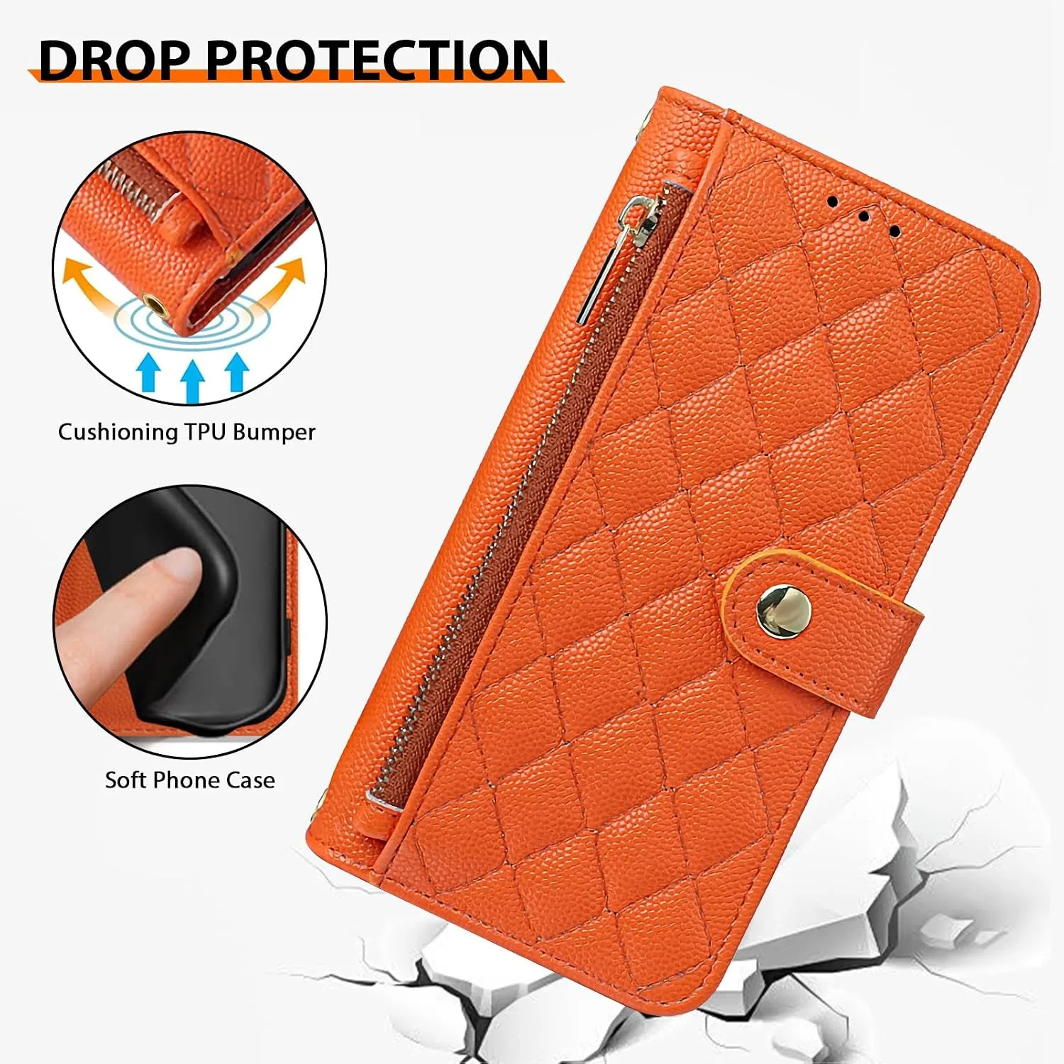 Wallet Phone Case Crafted for iPhone 16 Pro Orange