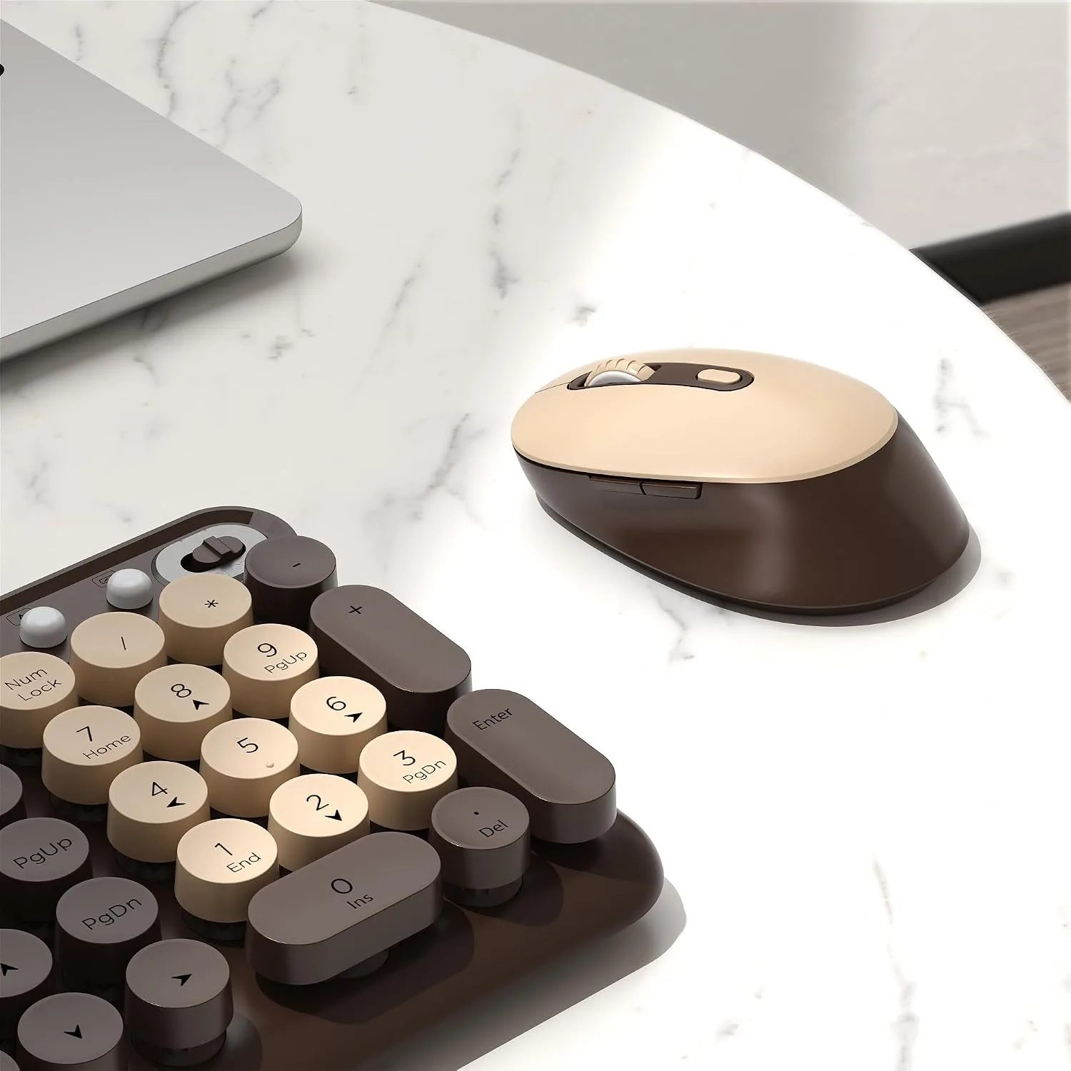 Colorful Wireless Keyboard and Mouse Combo (Coffee)