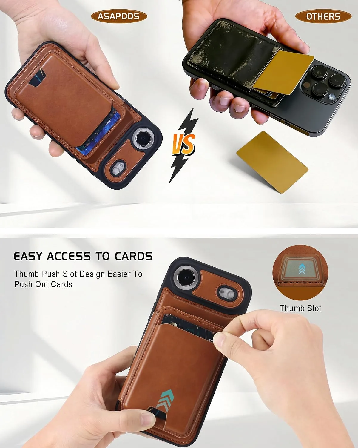 Magnetic Detachable Wallet Case for iPhone 17 Air with Kickstand,2-in-1 MagSafe Compatible RFID Blocking Card Holder,Slim PU Leather Cover Brown