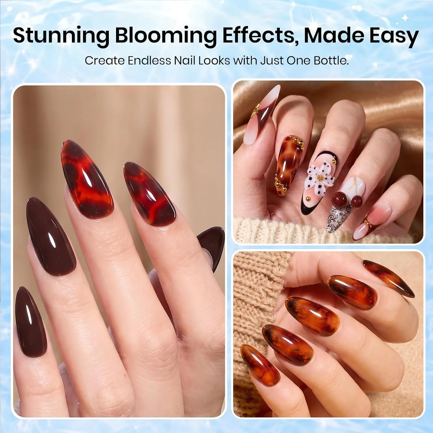 Beetles Blooming Gel 15 ml Clear UV Gel Polish Nail Art for Tortoise Nails