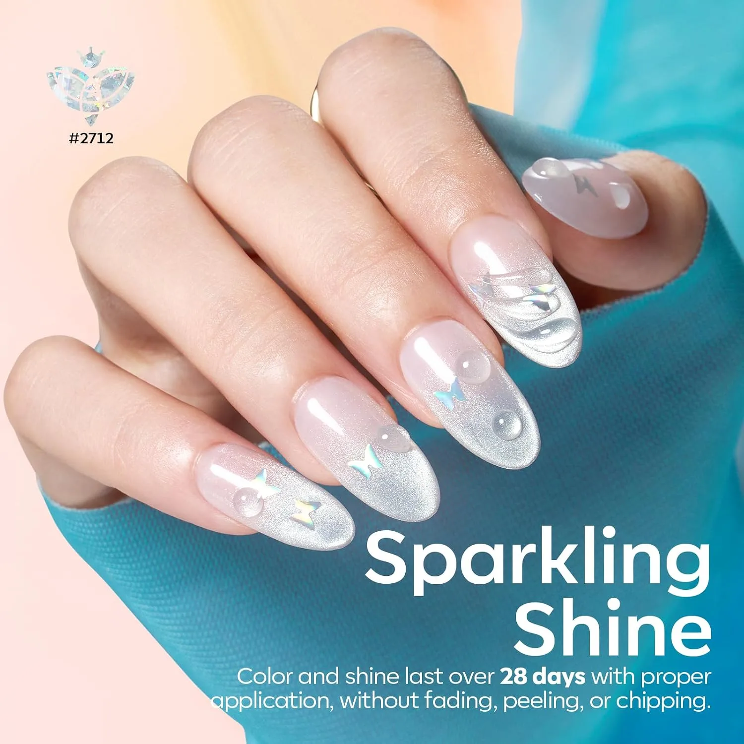 modelones Gel Nail Polish Set Glitter 6Colors Pink Blue