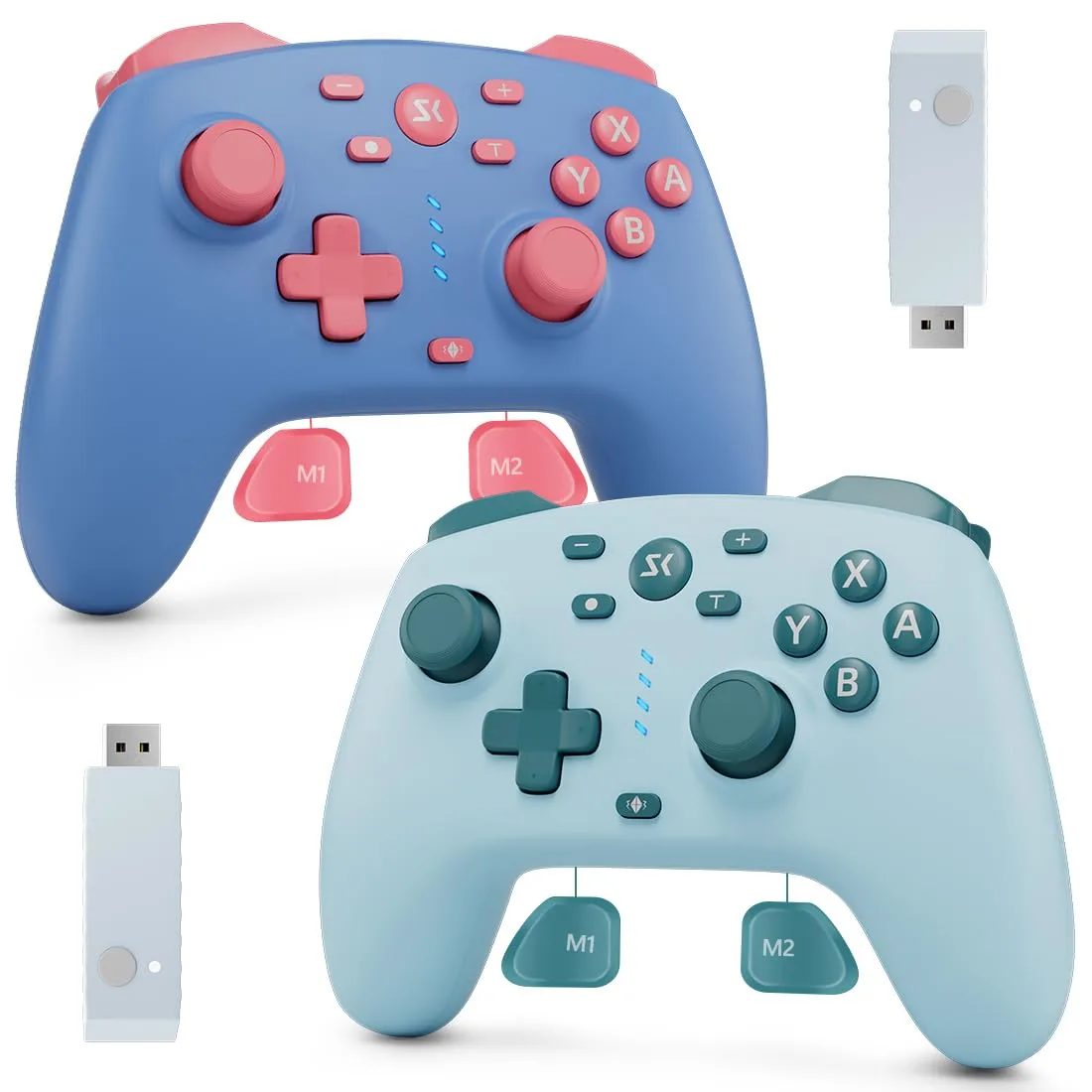 Wireless Switch Controller for Switch/Switch 2/OLED/Lite/PC(Blue+Lake Blue)
